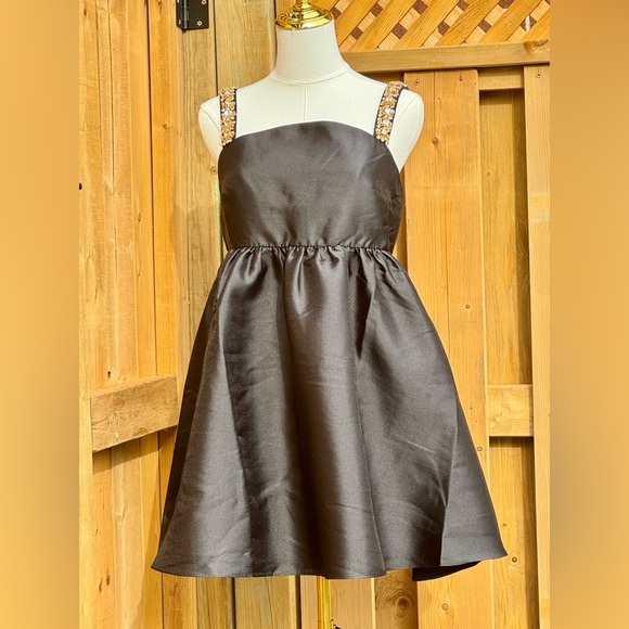 🆕 SELF-PORTRAIT 🧿 NWOT Embellished Taffeta Mini Dress, Black - Sz UK 10 / US 6 - Picture 14 of 17